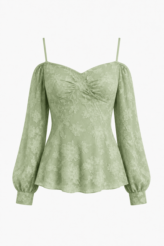 Groene Blouse met Verfijnde Details
